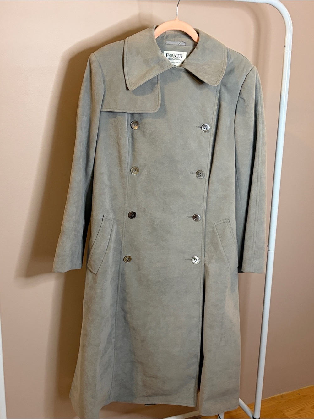 ✨ Vintage Ports International Gray Long Trench Coat | Size 16 ✨